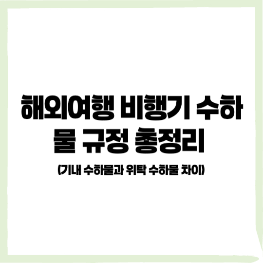 해외여행 비행기 수하물 규정
