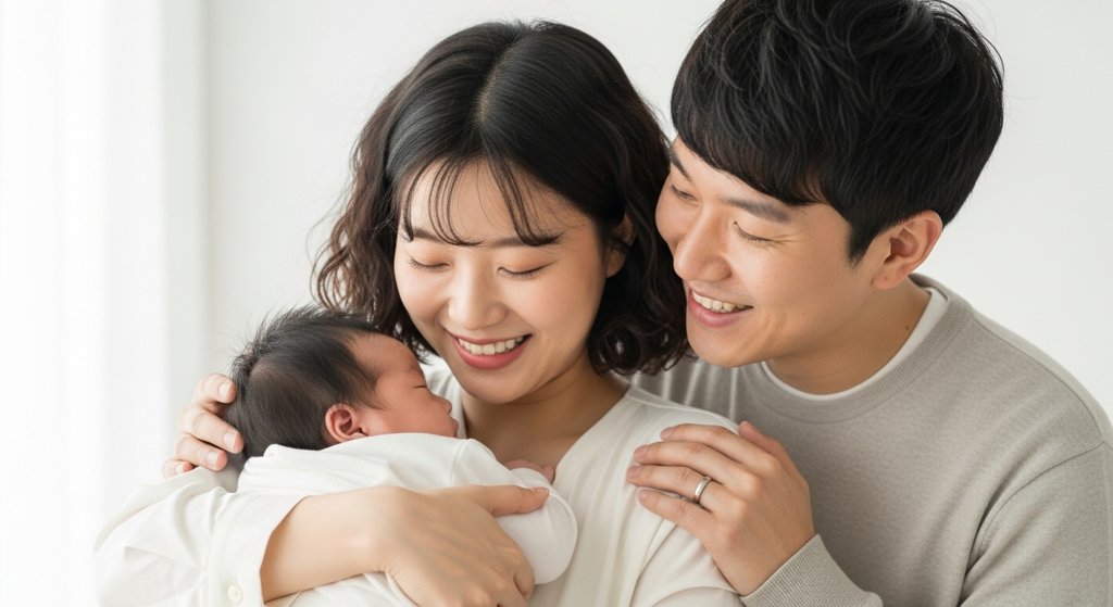 아기와 행복한 세식구