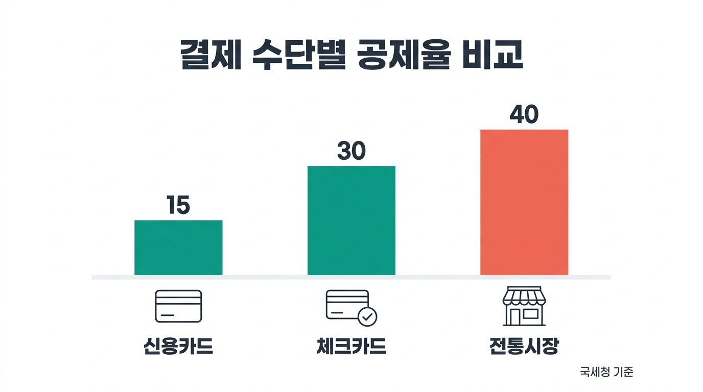 연말정산 결제 수단별 공제율 비교