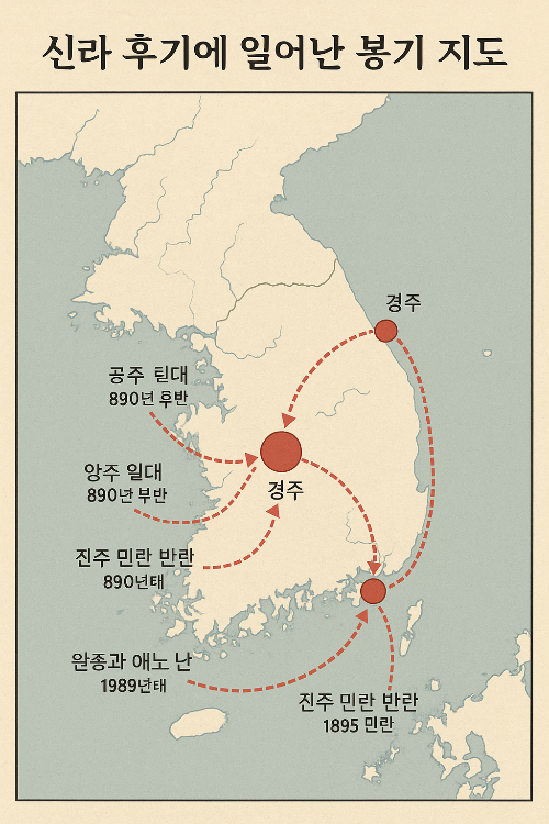 신라 후기 봉기 지도