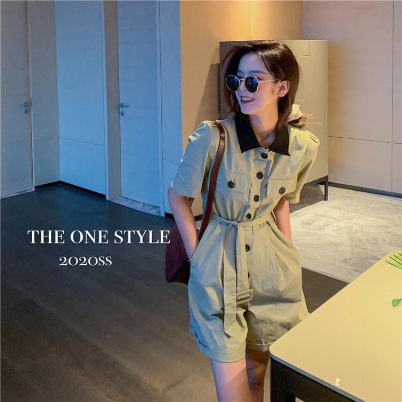 여름 반바지 여성 카키 점프수트 미니원피스