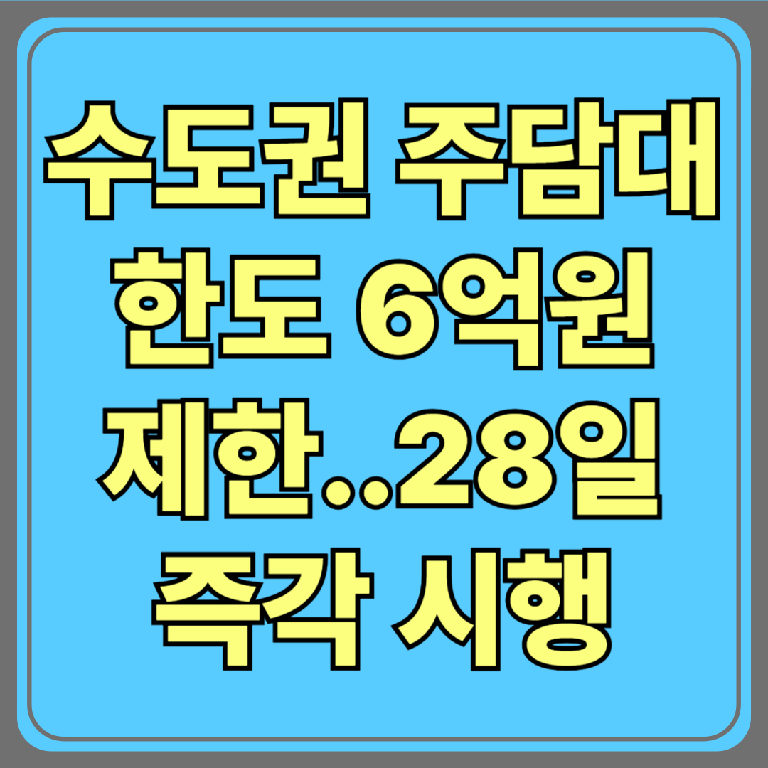 수도권 주담대 한도 6억원 제한…28일부터 즉각 시행!