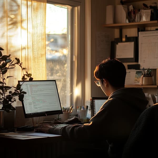 “GPT를 활용한 콘텐츠 자동화 루틴을 실천하는 프리랜서 모습”