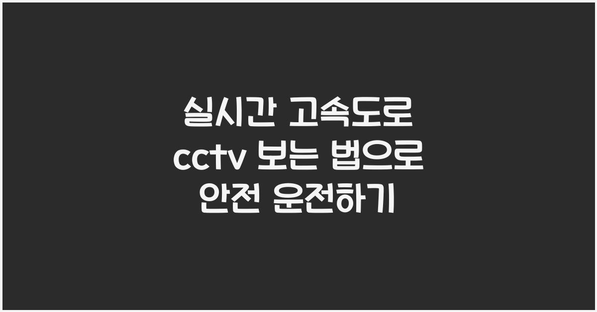 실시간 고속도로 cctv 보는 법