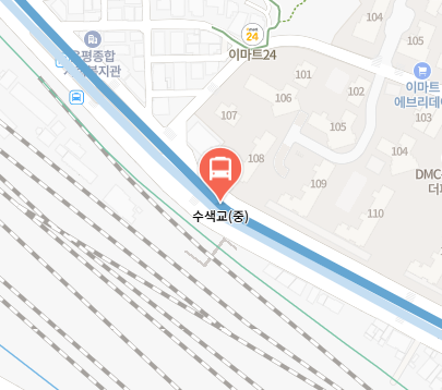 수색교에서 인천공항 리무진 공항버스(6005번) 지도 위치