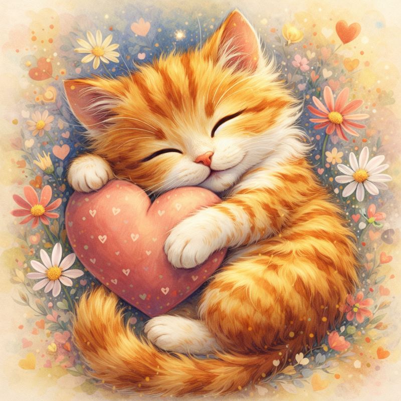 따뜻한 색감으로 재해석된 고양이 일러스트