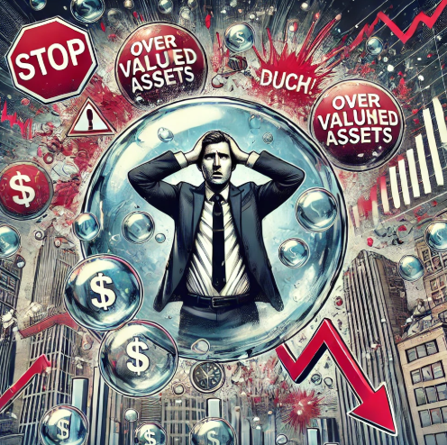 경제버블로 힘들어하고 있는 사람을 표현한 사진