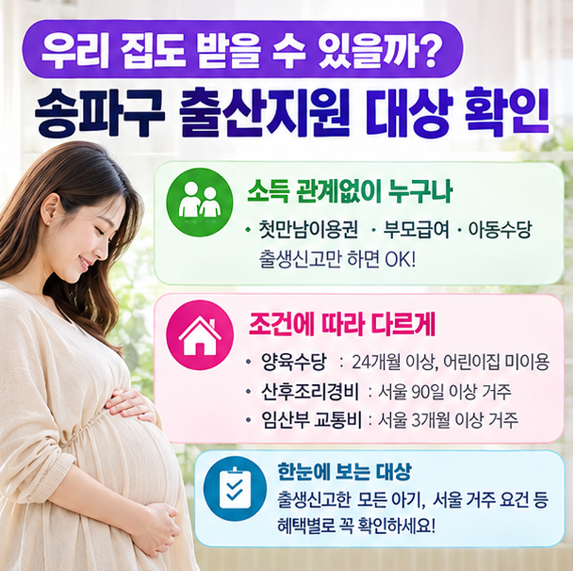 "둘째 낳으면 일단 500만원!" - 2026 송파구 출산 및 양육 혜택 한 번에 정리