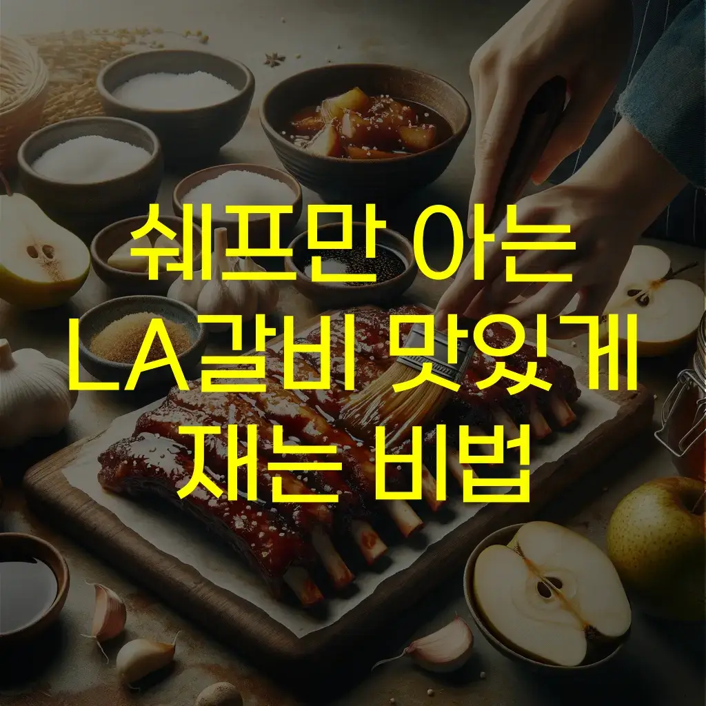 LA갈비 재료 및 양념 소스 바르는 사진