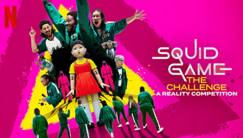 서바이벌 게임 출연자들이 녹색 추리닝을 입고 있는 오징어 게임:더 챌린지