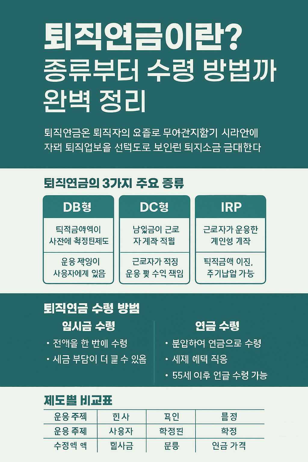 퇴직연금 종류부터 수령 방법까지 완벽 정리