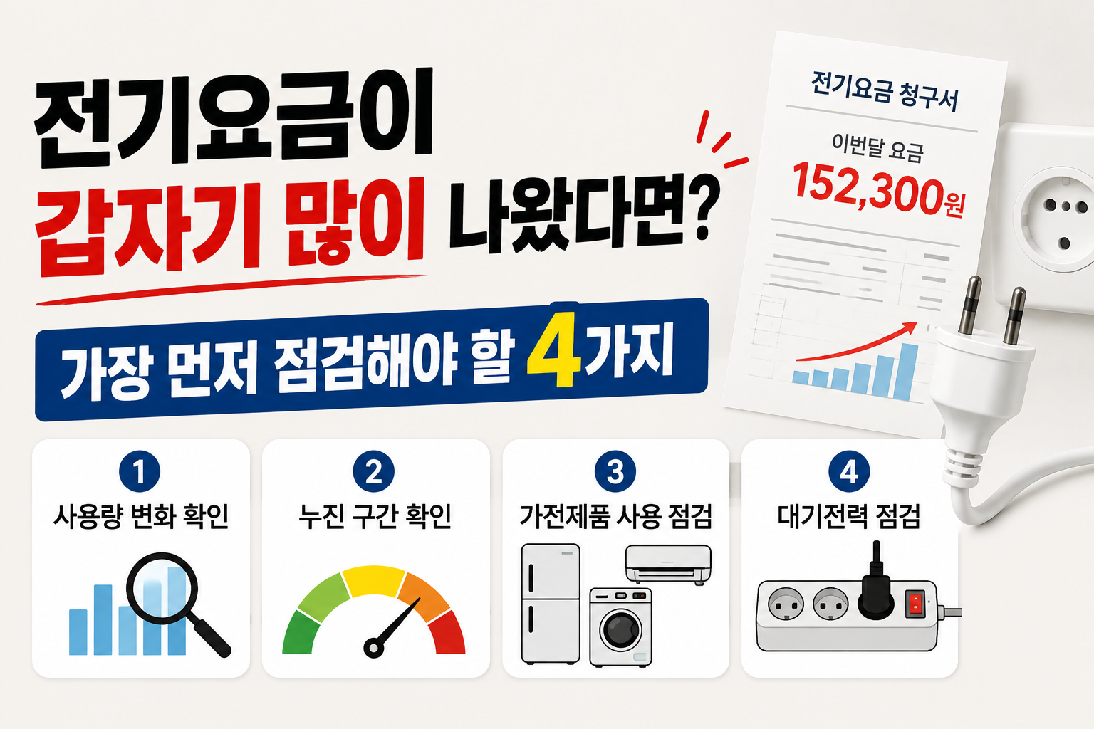 전기요금이 갑자기 많이 나왔다면? 가장 먼저 점검해야 할 4가지