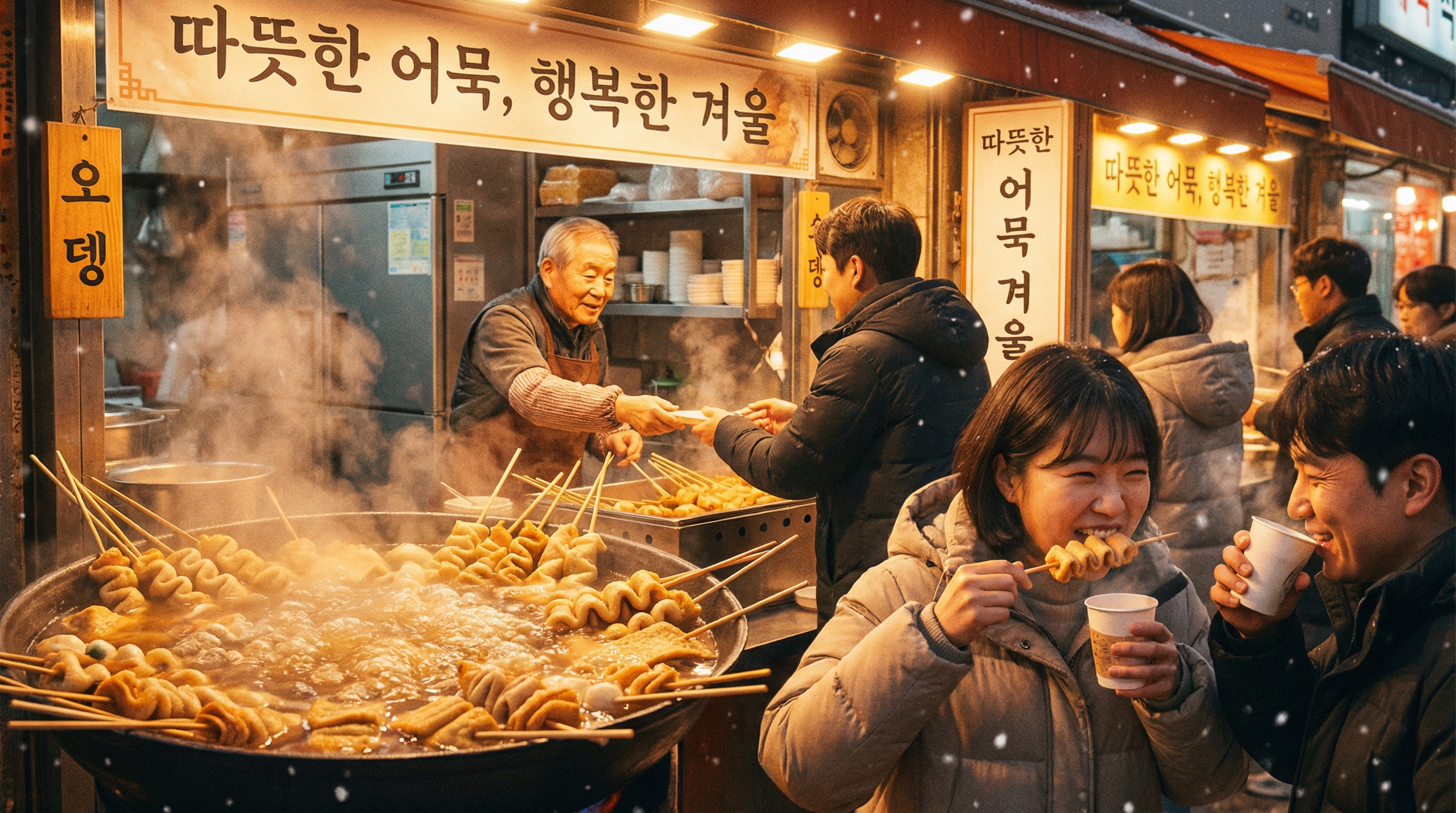 길거리음식 어묵을 먹는 이미지