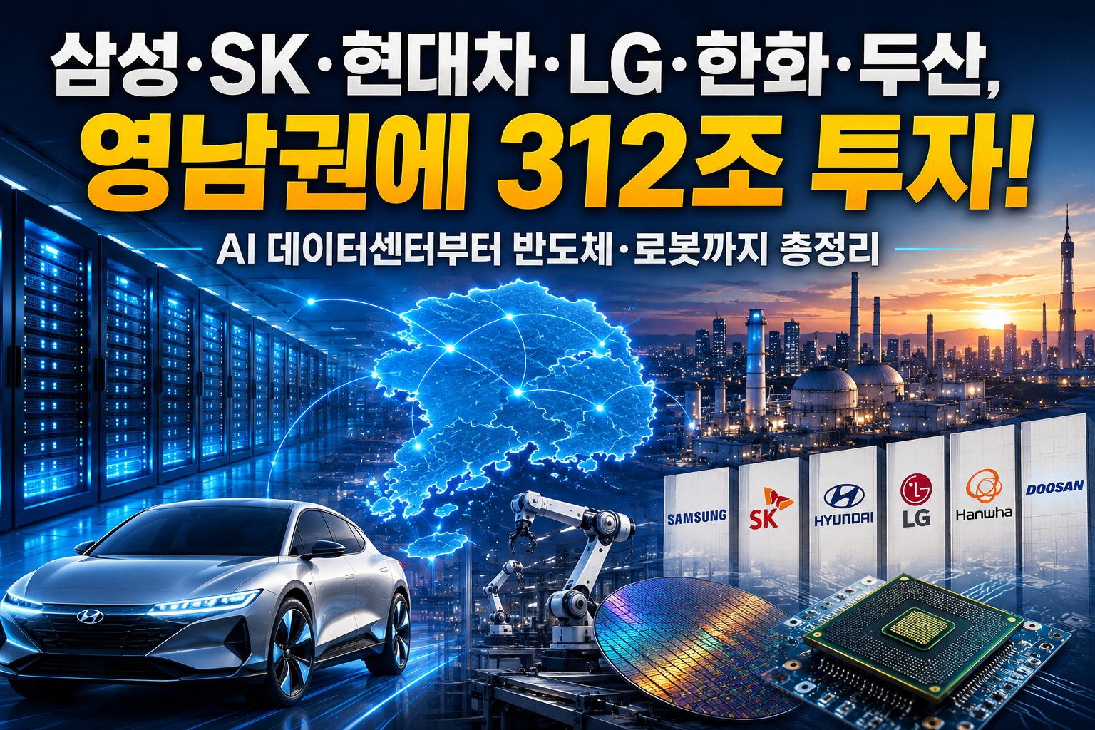 삼성·SK·현대차·LG·한화·두산, 영남권에 312조 투자! AI 데이터센터부터 반도체·로봇까지 총정리 관련 사진