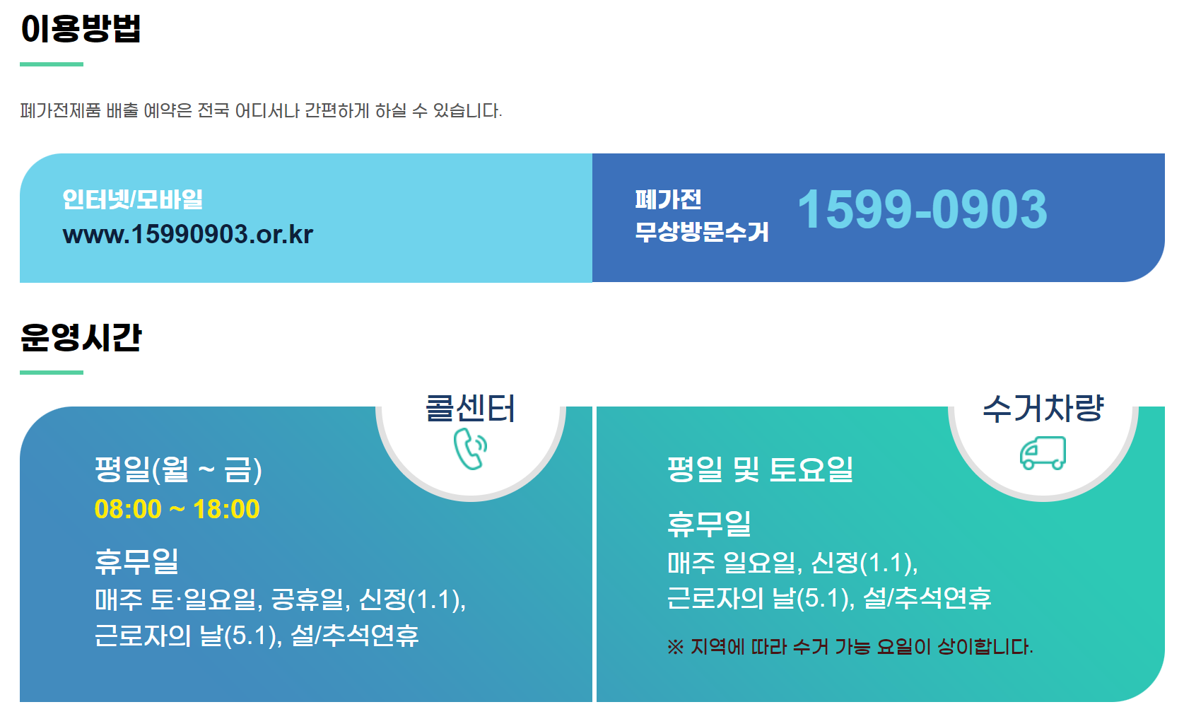 무상수거 이용방법