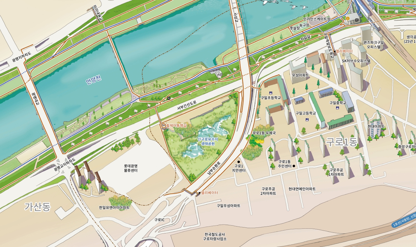 금천구 가산동, 구로구 구로1동