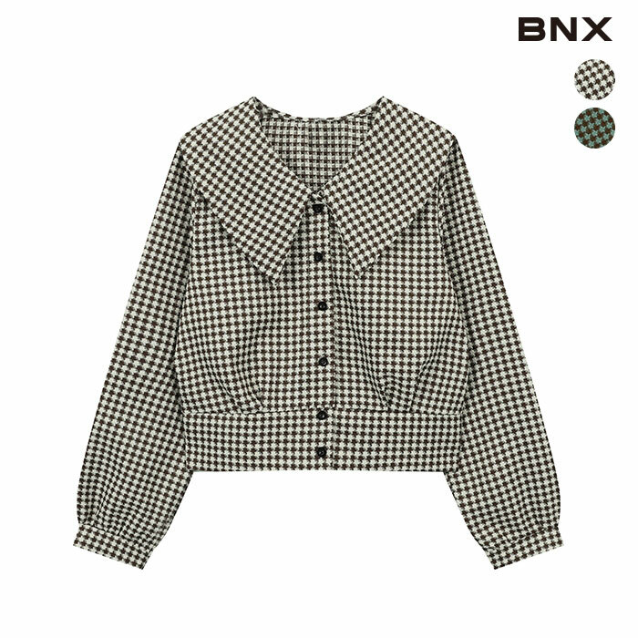 BNX 여성 하운드 체크 빅카라 자켓