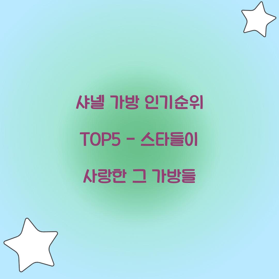 샤넬 가방 인기순위