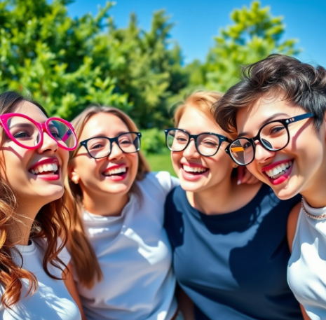 패션안경 낀 친구들 사진