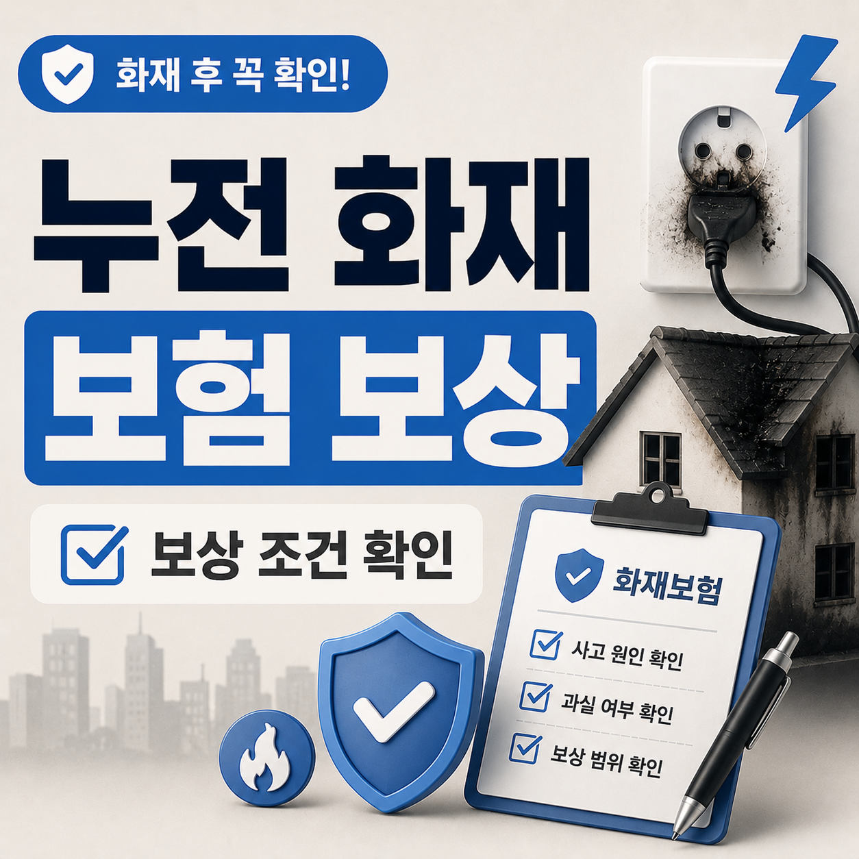 누전 화재 발생 후 보험 보상 조건 달라지는 기준 설명