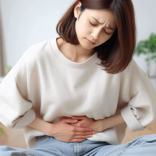 장염으로 배아픈 여성