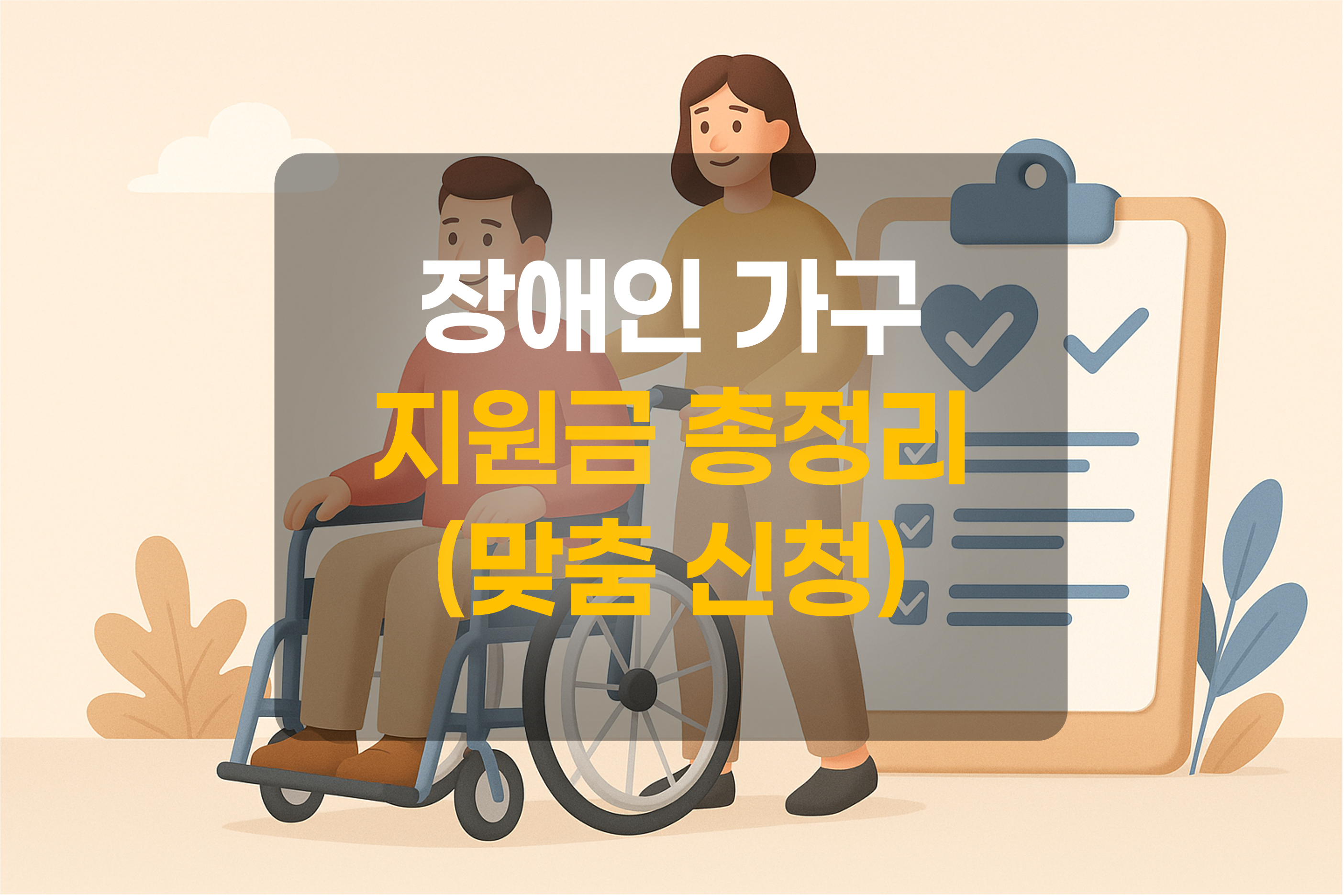 장애인과 보호자를 표현한 그림