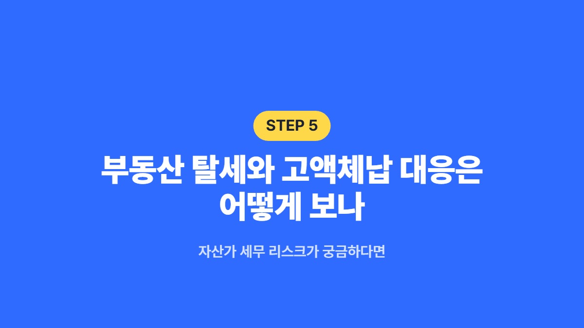 부동산 탈세와 고액체납 대응은 어떻게 보나 &mdash; 자산가 세무 리스크가 궁금하다면
