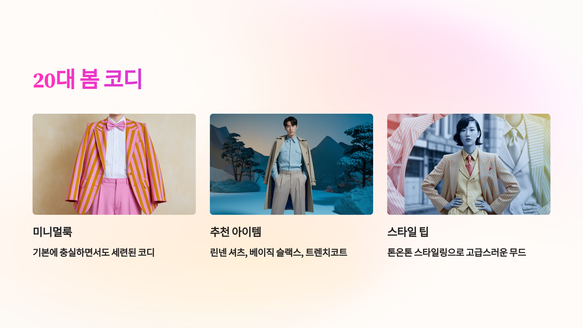 20대 봄 코디 – 감각적인 미니멀룩과 데일리룩