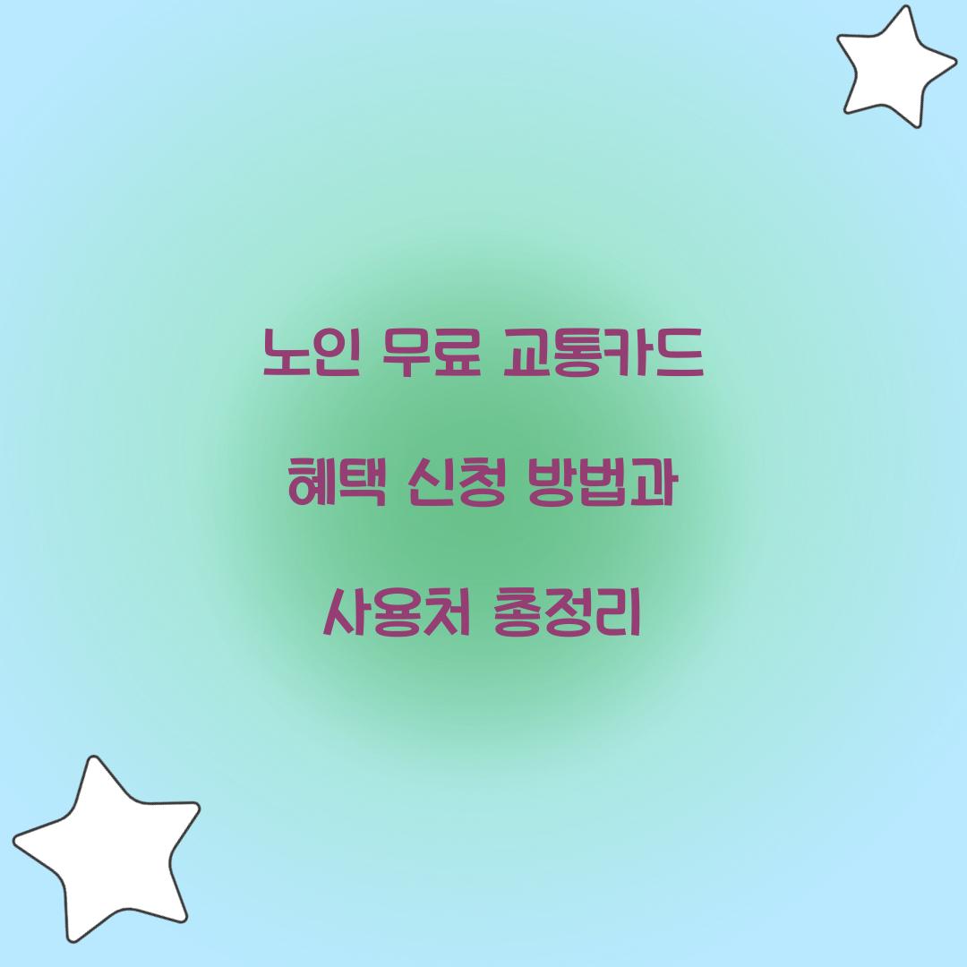 노인 무료 교통카드 혜택