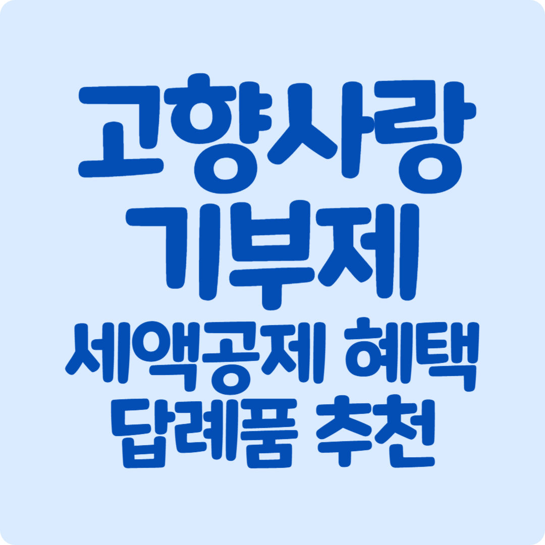 고향사랑기부제 세액공제 혜택과 인기 답례품 추천