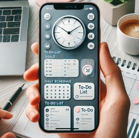 시간 관리 앱이 깔려있는 핸드폰