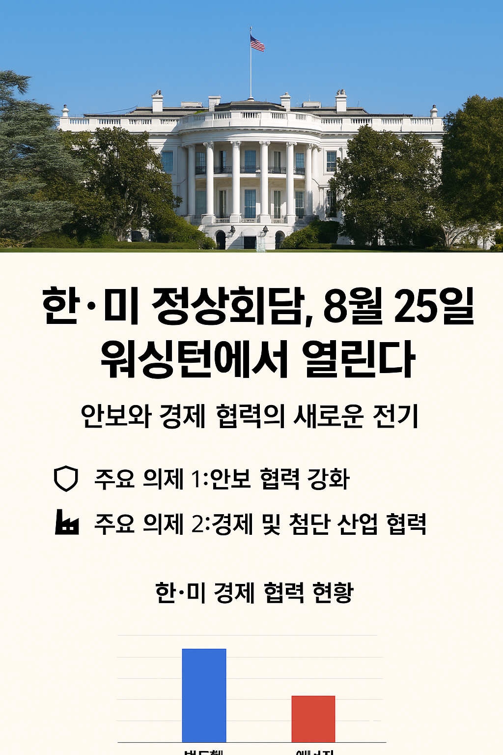 한·미 정상회담, 8월 25일 워싱턴에서 열린다!!
