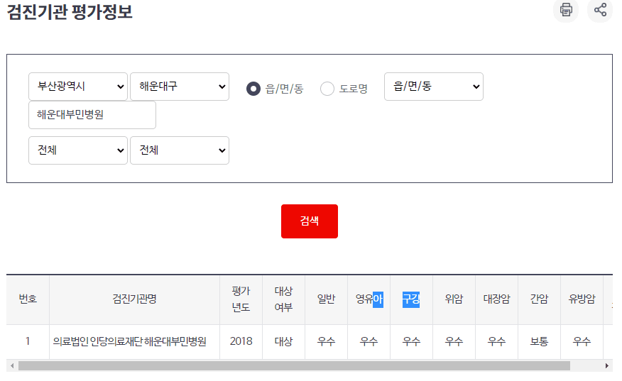검진기관 평가정보