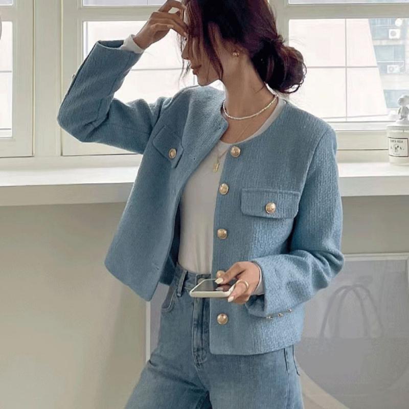 트위드숏자켓 크롭트위드 노카라자켓