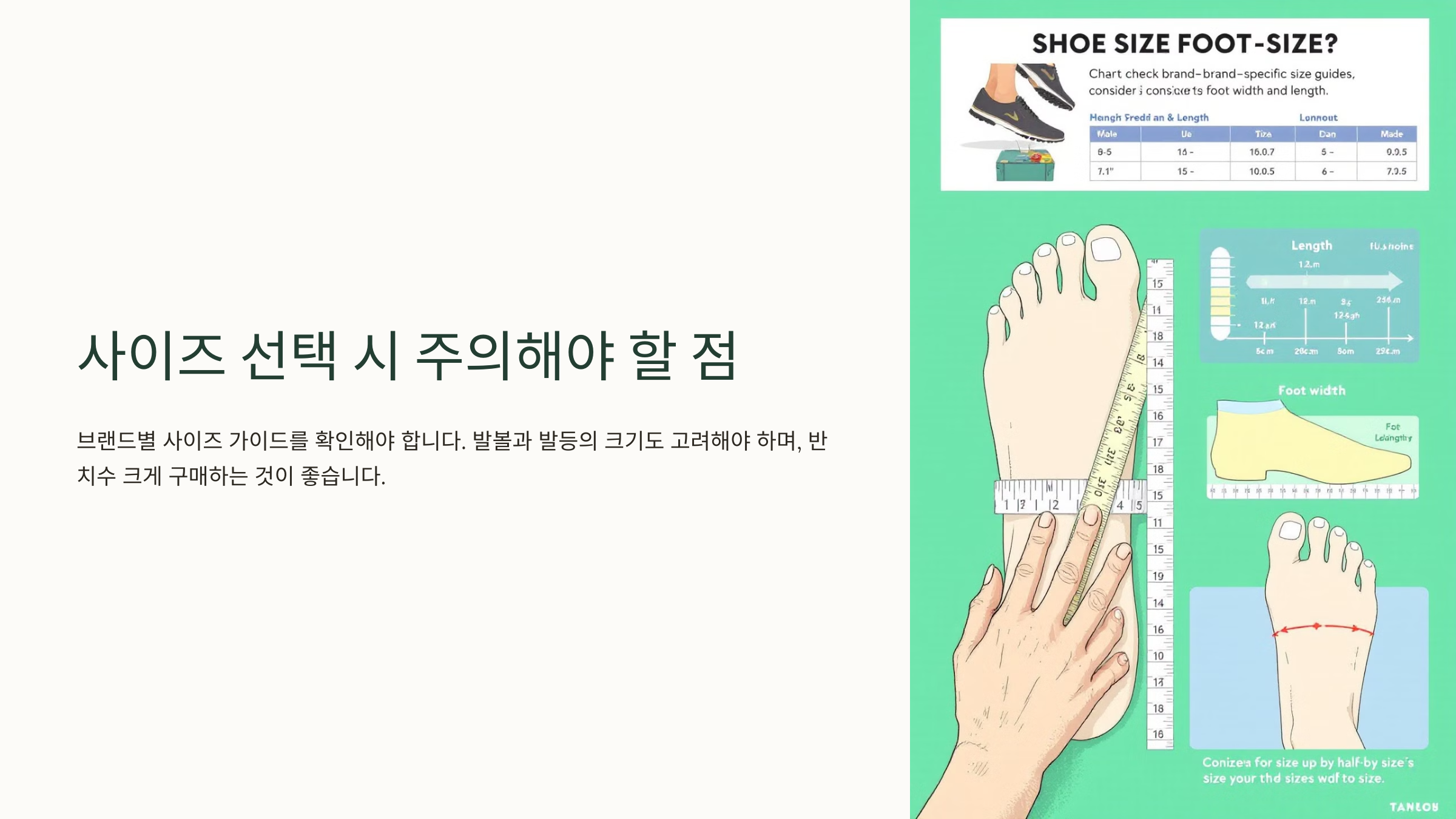 미국 신발 사이즈표