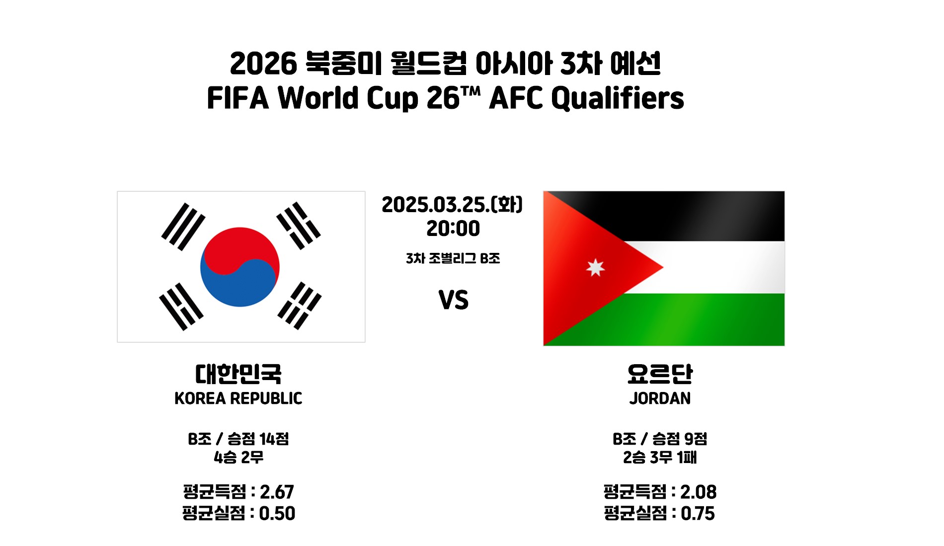 대한민국 축구 국가대표 일정 대한민국 vs. 요르단