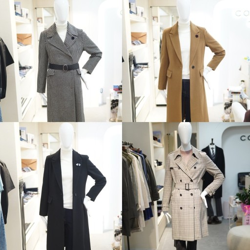 꼼빠니아 여성 캐시미어 모직 구스 다운 패딩 간절기 숏 롱 트렌치 여자 코트