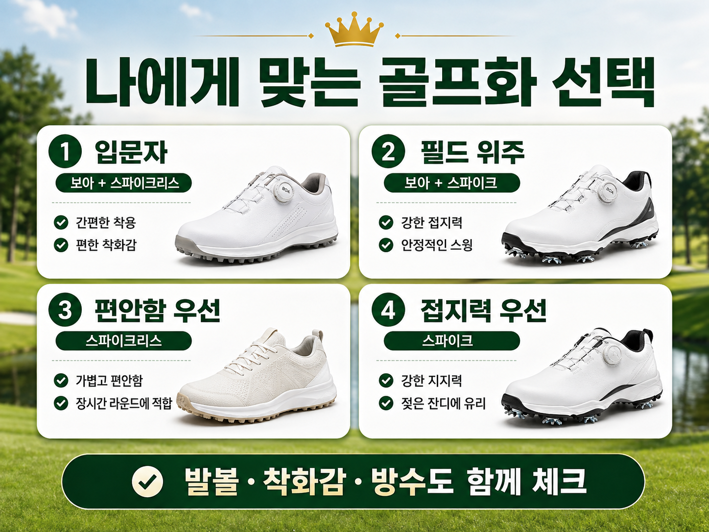 입문자와 필드 위주 골퍼를 위한 골프화 선택 가이드