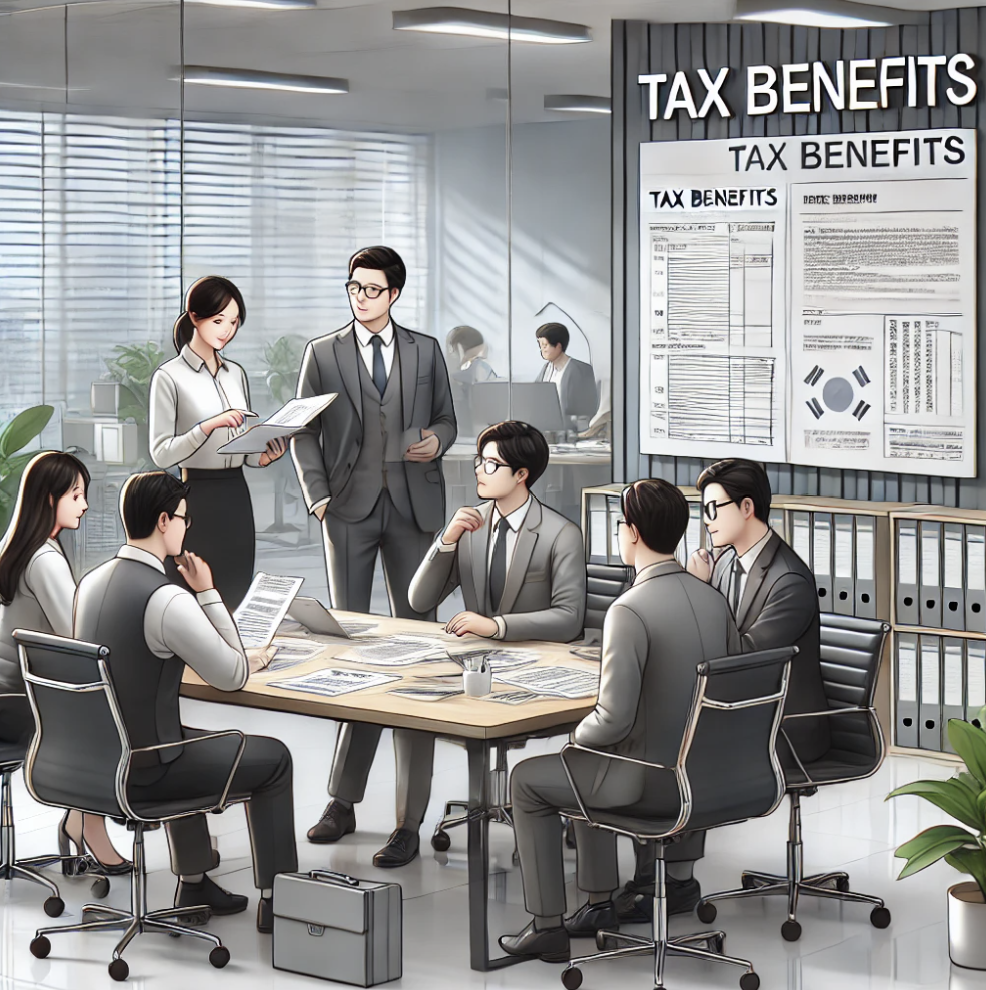 금융상담가가 직원들에게 보험혜택에 대해 설명해주는 모습