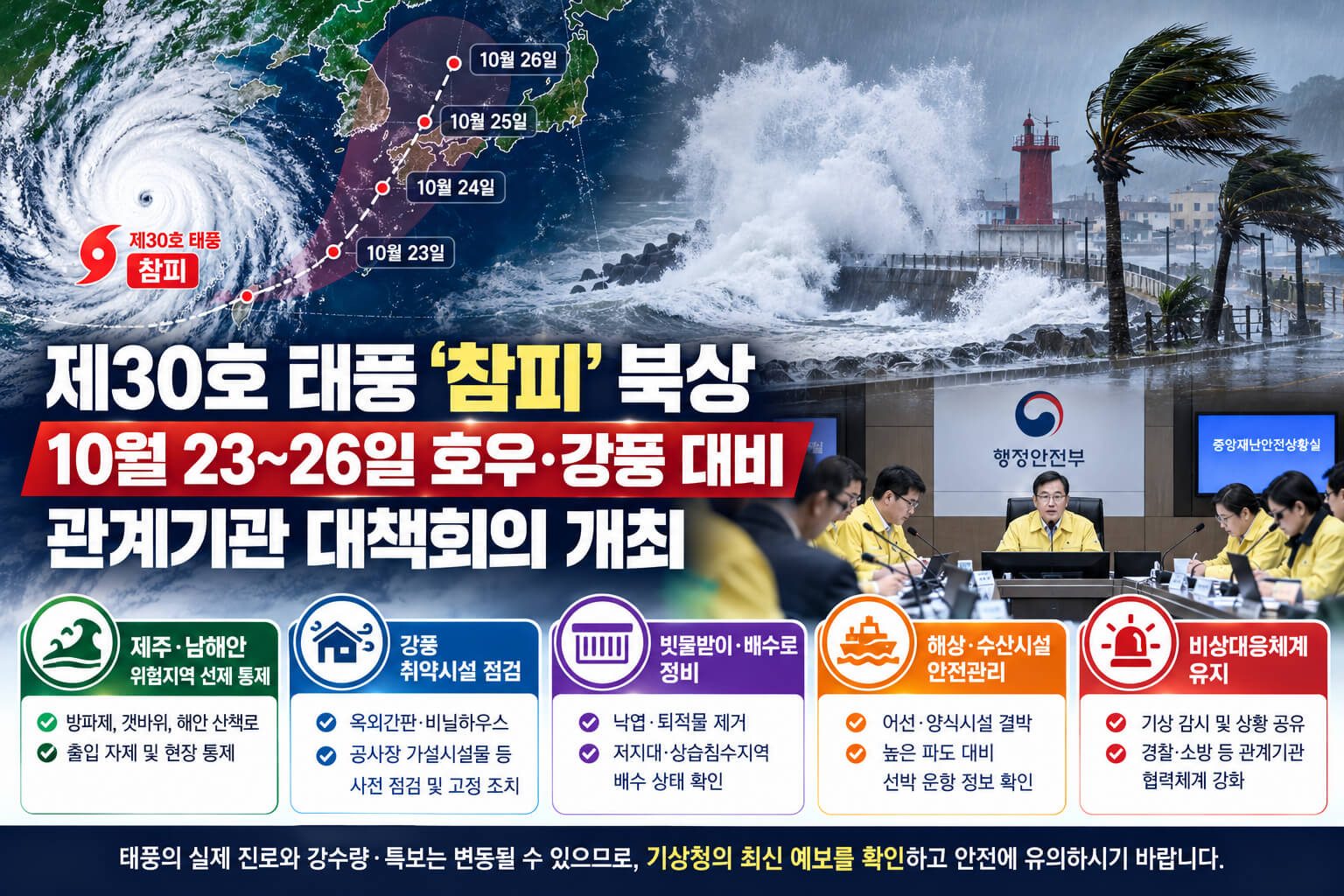 제30호 태풍 참피 10월 23~26일 호우&middot;강풍 대비 안내 이미지