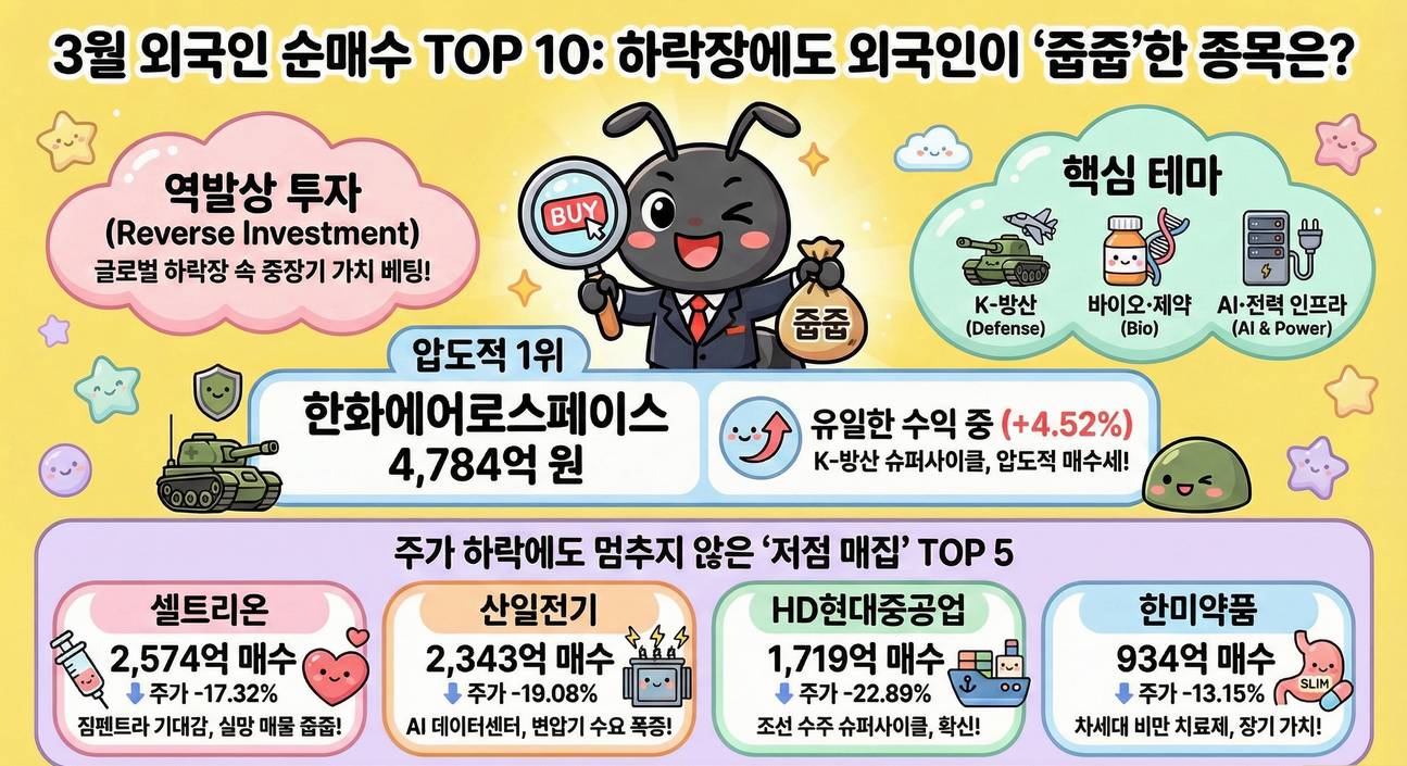 외국인이 가장 많이 산 주식 3월 TOP100 완전 해설