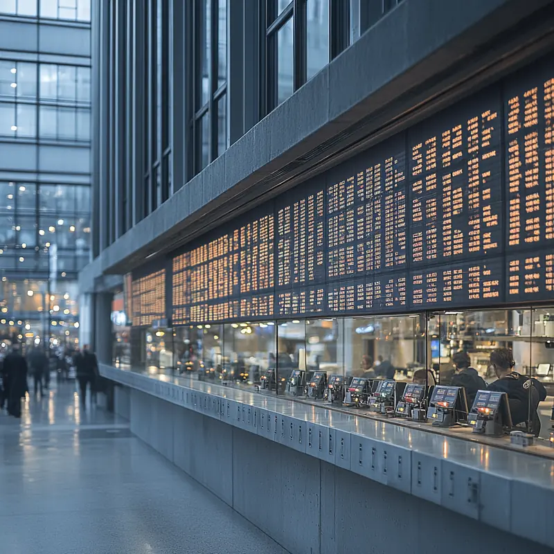 금융 시장의 활발한 거래 현장, 미국 환율 변동의 역동성을 표현, 환율 예측과 경제 동향이 반영된 생동감 있는 장면