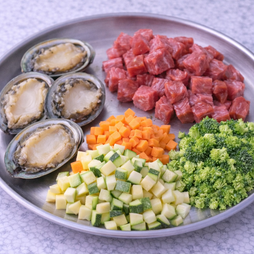 후기 이유식 소고기 전복 채소 진밥 재료 전복 소고기 안심 손질 모습