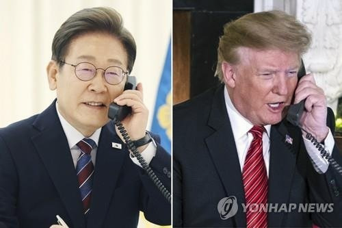 트럼프 와 통화중인 이재명 대통령 이미지
