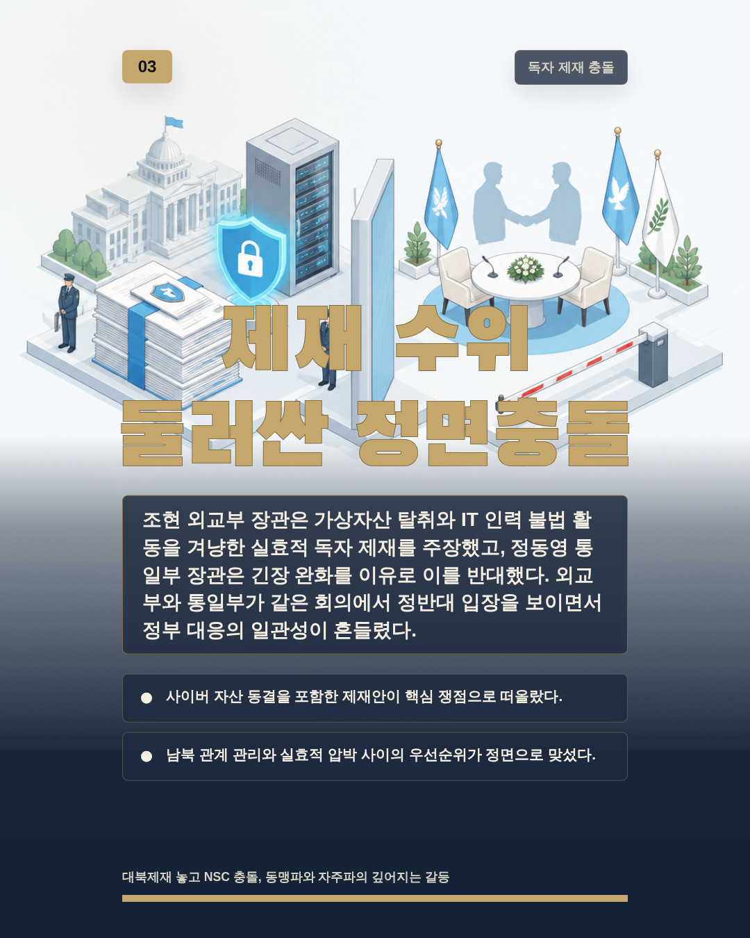 제재 수위 둘러싼 정면충돌