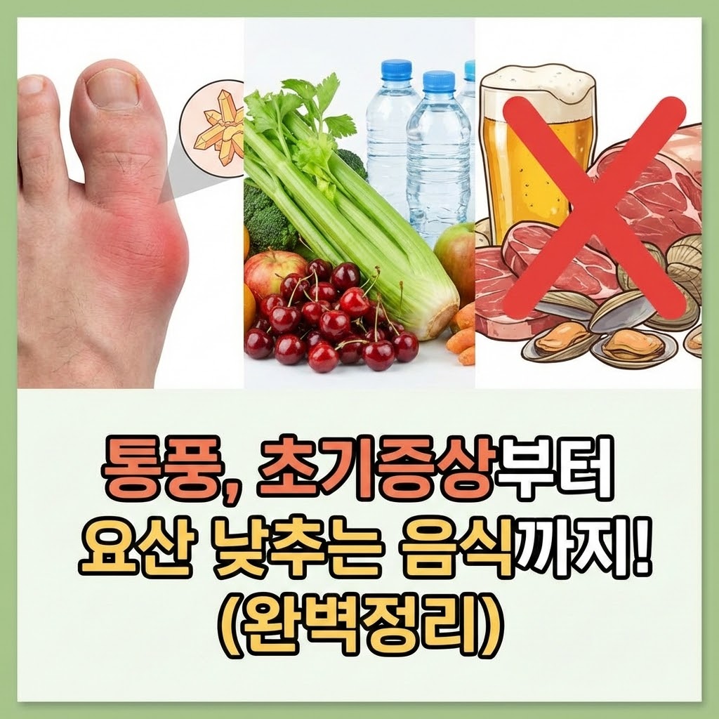 통풍 초기증상 완벽 정리 : 요산 수치 낮추는 법과 반드시 피해야 할 음식 리스트