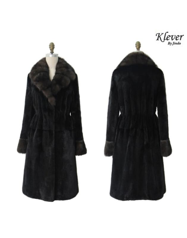 진도 Klever 휘메일 로얄 세이블 콤비 밍크코트 K2W3EC53