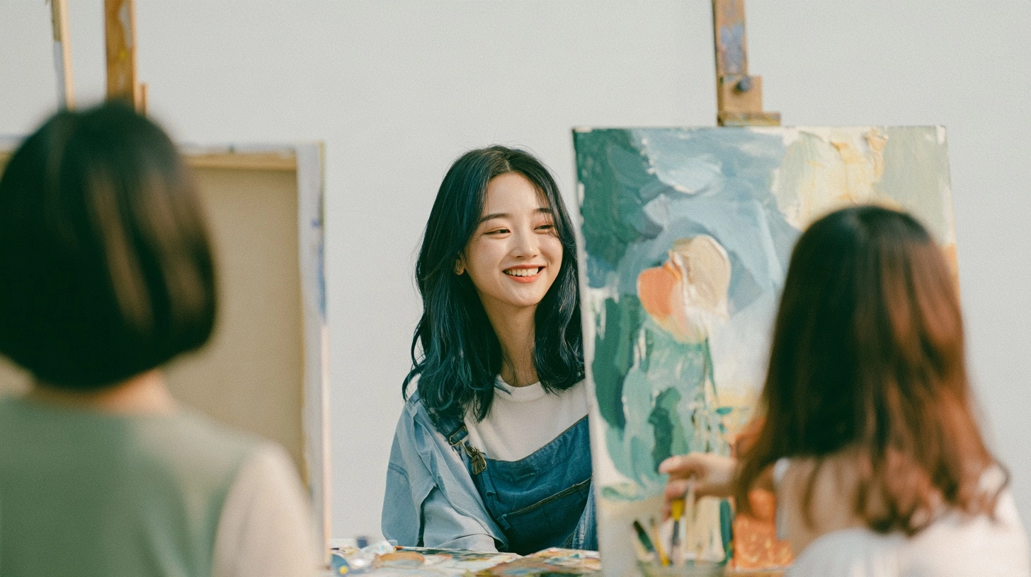 재료를 나누며 이야기하는 참가자들