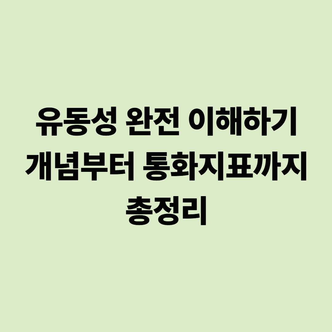유동성 완전 이해하기: 개념부터 통화지표까지 총정리