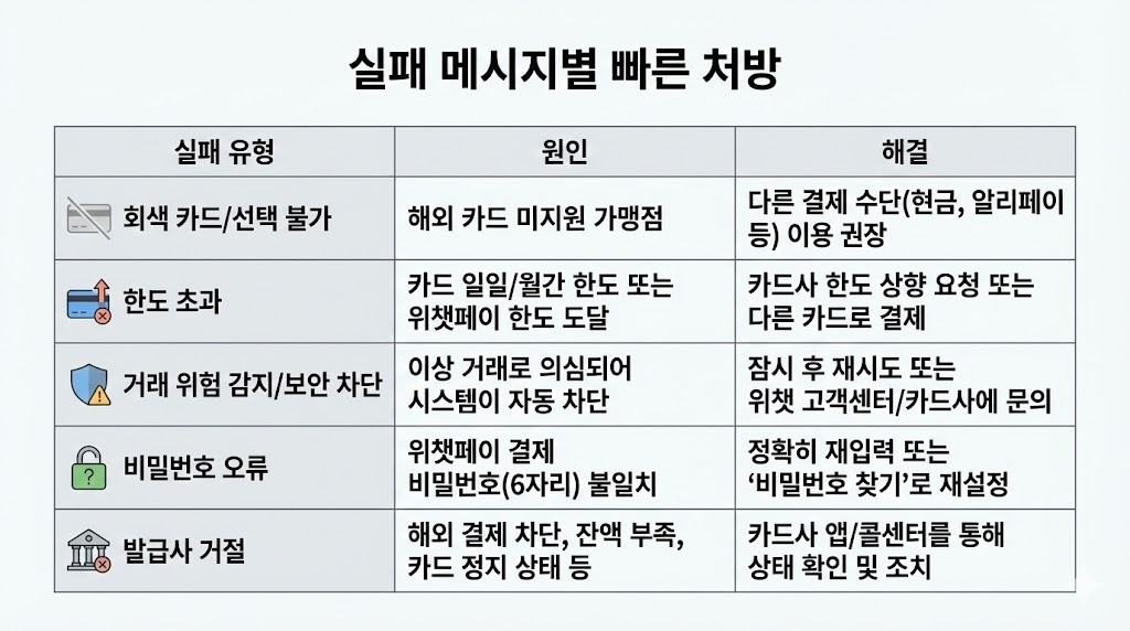 위챗페이 결제 안 될 때(해외카드) 해결법 2026 최신: 실패 원인 8가지 + 해결 순서